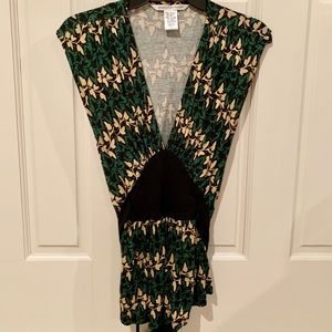 Diane Von Furstenberg Tie Waist Print Top
